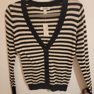 Dress Barn Sweater Womens Small Stripped Academia Coquette Old Money Nwt Coastal